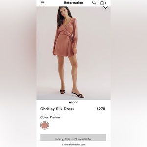 Reformation, Chrisley Silk Dress XS NWT praline color